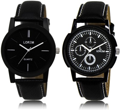LOREM Multicolor Round Boy's Leather Analog Watch  - For Men
