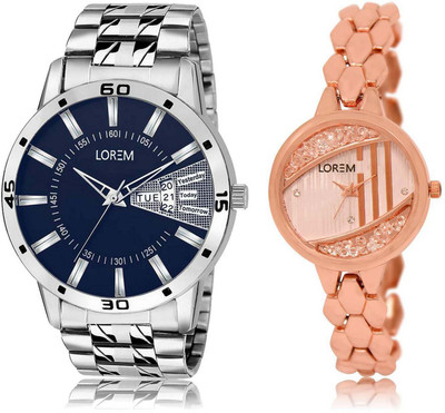 

LOREM OM-102-222 Designer Rose Gold & Blue Round Boy's & Girl's Metal Bracelet Hybrid Watch - For Men & Women