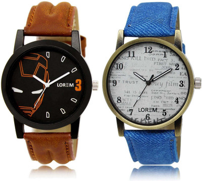 

LOREM SR-4-28 Attractive White & Black Round Boy's Leather Watch - For Men