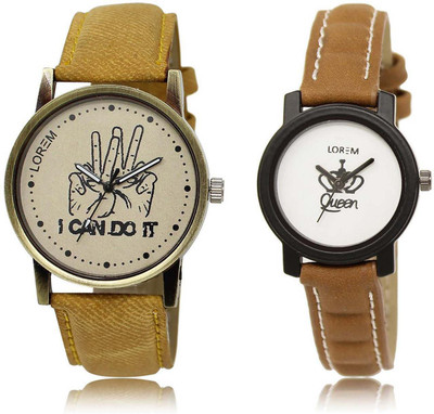 

LOREM SR-30-209 Attractive White & Grey Round Boy's & Girl's Leather Watch - For Men & Women