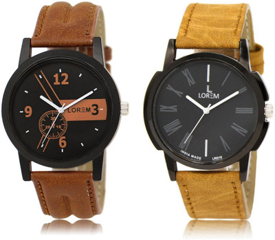 

LOREM watch-1-19 COMBO Black Round Boy's Leather Watch - For Men