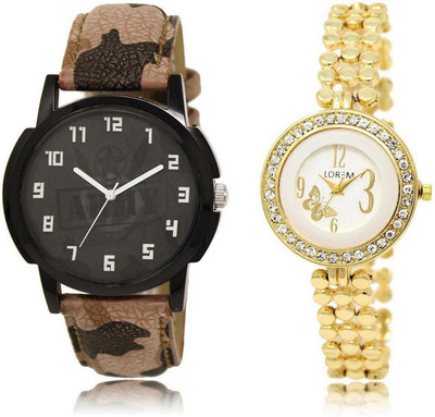 

LOREM FZ-3-203 COMBO Multicolor Round Boy's & Girl's Metal Bracelet & Leather Watch - For Men & Women