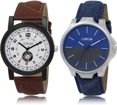 

LOREM SR-11-24 Attractive Multicolor Round Boy's Leather Watch - For Men