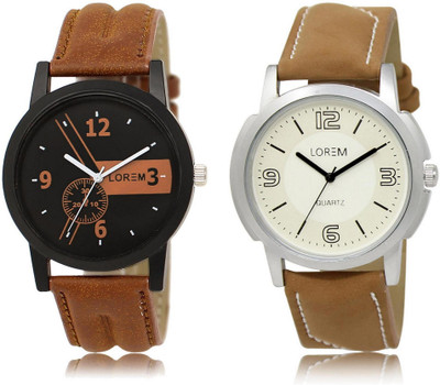 

LOREM 1-16 COMBO White & Black Round Boy's Leather Watch - For Men