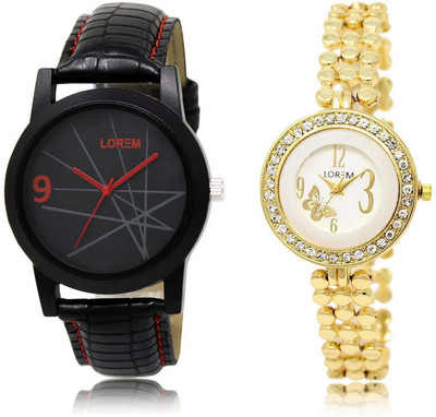 

LOREM watch-8-203 Designer Multicolor Round Boy's & Girl's Metal Bracelet & Leather Watch - For Men & Women