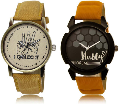 

LOREM SR-30-32 Attractive Black & Grey Round Boy's Leather Watch - For Men