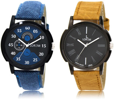 

LOREM 2-19 COMBO Black Round Boy's Leather Watch - For Men