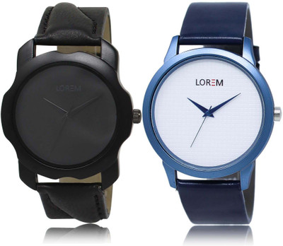 

LOREM watch22-33 Designer White & Black Round Boy's Leather Watch - For Men