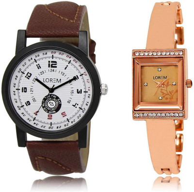 

LOREM 11-220 COMBO Multicolor Square & Round Boy's & Girl's Metal Bracelet & Leather Watch - For Men & Women