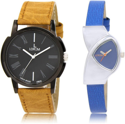 

LOREM FZ-19-208 COMBO Blue & Black Triangle & Round Boy's & Girl's Leather Watch - For Men & Women