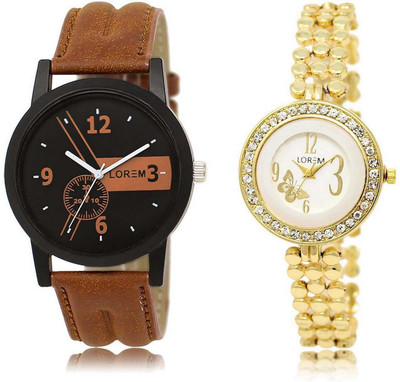 

LOREM Watch-1-203 Designer Multicolor Round Boy's & Girl's Metal Bracelet & Leather Watch - For Men & Women