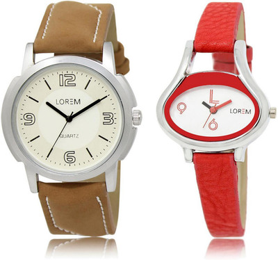 

LOREM FZ-16-206 COMBO White Oval & Round Boy's & Girl's Leather Watch - For Men & Women