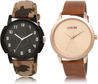 

LOREM FZ-3-34 COMBO Rose Gold & Black Round Boy's Leather Watch - For Men