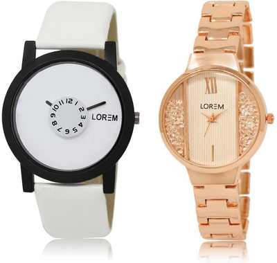 

LOREM watch-26-217 COMBO White Round Boy's & Girl's Metal Bracelet & Leather Watch - For Men & Women