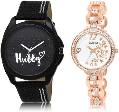 

LOREM OM-31-210 Designer White & Black Round Boy's & Girl's Metal Bracelet & Leather Watch - For Men & Women