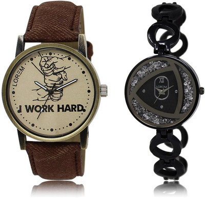 

LOREM FZ-29-237 COMBO Silver & Grey Round Boy's & Girl's Metal Bracelet & Leather Watch - For Men & Women