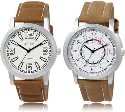 LOREM FZ-15-17 COMBO White Round Boy's Leather Watch - For Men
