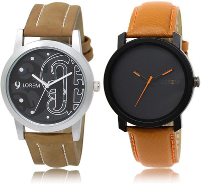 

LOREM SR-14-20 Attractive Black Round Boy's Leather Watch - For Men