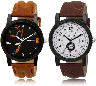 

LOREM SR-4-11 Attractive Multicolor Round Boy's Leather Watch - For Men