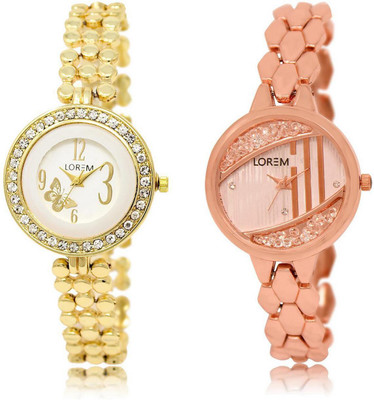 

LOREM FZ-203-222 COMBO Multicolor Round Girl's Metal Bracelet Watch - For Women