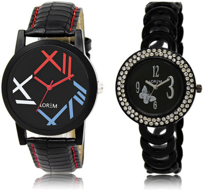 

LOREM 12-201 COMBO Multicolor Round Boy's & Girl's Metal Bracelet & Leather Watch - For Men & Women