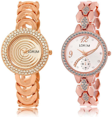 

LOREM Watch-202-215 Designer Multicolor Round Girl's Metal Bracelet Watch - For Women