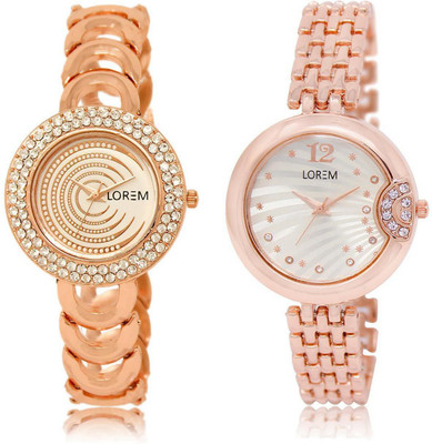 

LOREM 202-228 COMBO Multicolor Round Girl's Metal Bracelet Watch - For Women