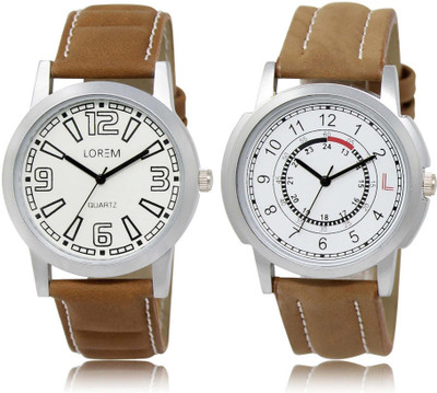 

LOREM Watch-15-17 Designer White Round Boy's Leather Watch - For Men