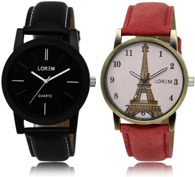 

LOREM WATCH5-230 COMBO White & Black Round Boy's & Girl's Leather Watch - For Men & Women