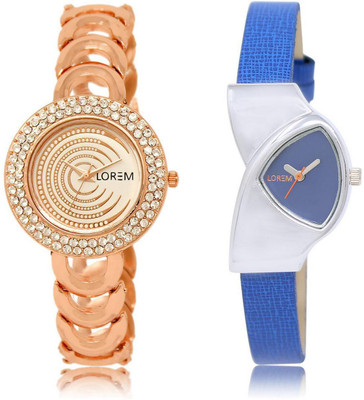 

LOREM FZ-202-208 COMBO Multicolor Triangle & Round Girl's Leather & Metal Bracelet Watch - For Women