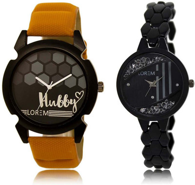 

LOREM watch Black Round Boy's & Girl's Metal Bracelet & Leather Watch - For Men & Women