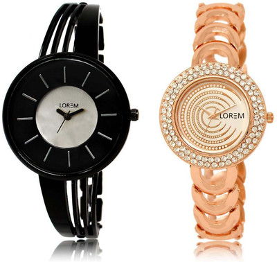 

LOREM Watch-202-212 Designer Multicolor Round Girl's Metal Bracelet Watch - For Women
