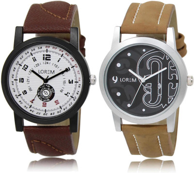 

LOREM 11-14 COMBO Multicolor Round Boy's Leather Watch - For Men