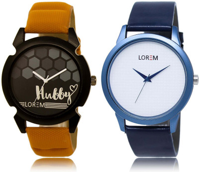 

LOREM watch32-33 Attractive White & Black Round Boy's Leather Watch - For Men