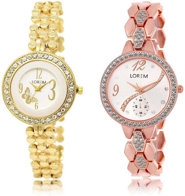 

LOREM watch-203-215 Designer Multicolor Round Girl's Metal Bracelet Watch - For Women