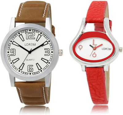 

LOREM SR-15-206 Attractive White Oval & Round Boy's & Girl's Leather Watch - For Men & Women
