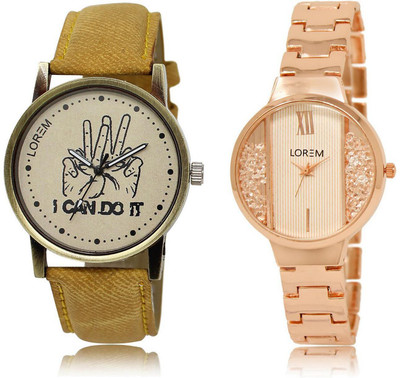 

LOREM Watch-30-217 COMBO White & Grey Round Boy's & Girl's Metal Bracelet & Leather Watch - For Men & Women