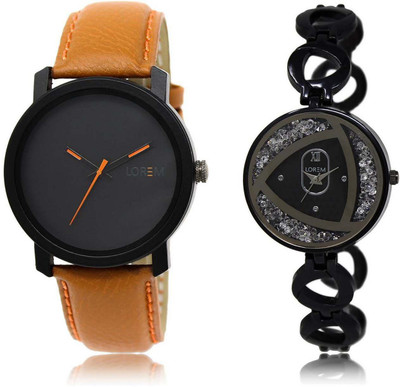 

LOREM Watch-20-237 Designer Silver & Black Round Boy's & Girl's Metal Bracelet & Leather Watch - For Men & Women