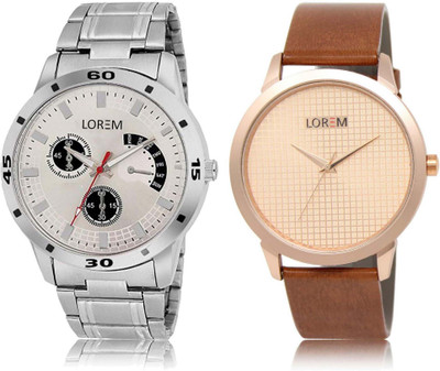 

LOREM SR-34-101 Attractive Multicolor Round Boy's Leather & Metal Bracelet Watch - For Men