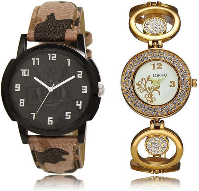 

LOREM watch 3-204 Designer Multicolor Round Boy's & Girl's Metal Bracelet & Leather Watch - For Men & Women