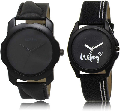 

LOREM Watch-22-234 Designer Black Round Boy's & Girl's Leather Watch - For Men & Women