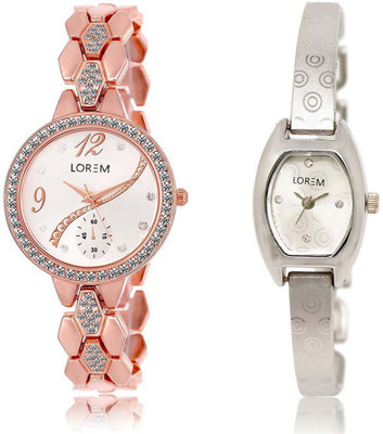 

LOREM SR-215-219 Attractive White Contemporary & Round Girl's Metal Bracelet Watch - For Women