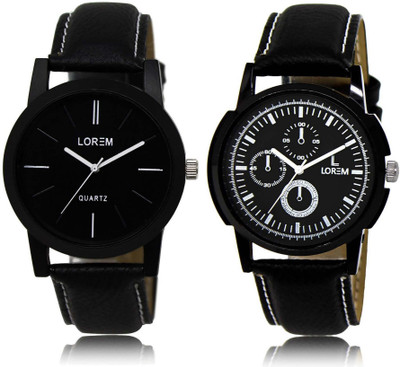 

LOREM 2-32 Attractive Multicolor Round Boy's Leather Watch - For Men