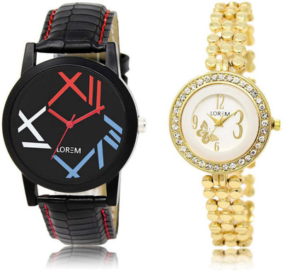 

LOREM SR-12-203 Attractive Multicolor Round Boy's & Girl's Metal Bracelet & Leather Watch - For Men & Women
