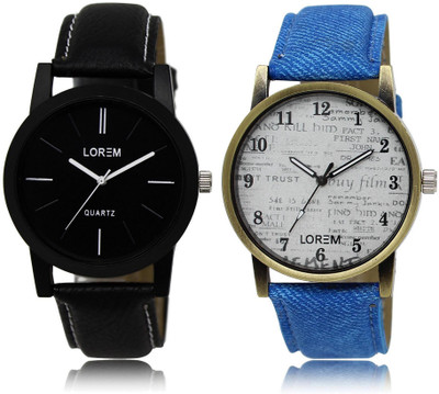 

LOREM watch5-28 COMBO White & Black Round Boy's Leather Watch - For Men