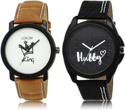 LOREM Watch-18-31 COMBO Black & White Round Boy's Leather Watch - For Men