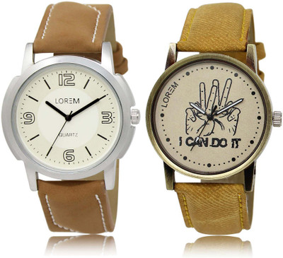 

LOREM watch-16-30 Designer Grey & White Round Boy's Leather Watch - For Men