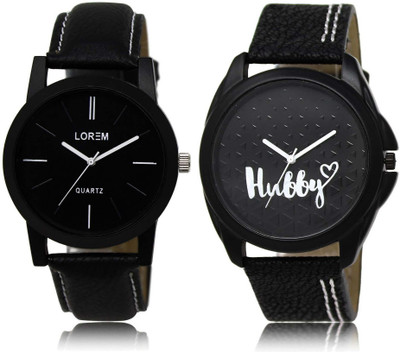

LOREM SR-5-31 Attractive Black Round Boy's Leather Watch - For Men