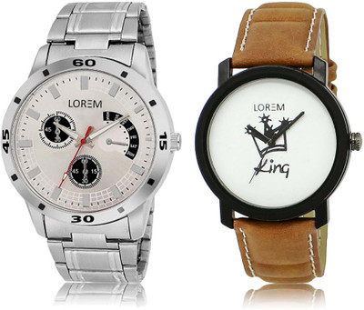 

LOREM watch18-101 Designer Multicolor Round Boy's Leather & Metal Bracelet Watch - For Men