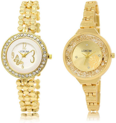 

LOREM watch203-224 Attractive Multicolor Round Girl's Metal Bracelet Watch - For Women